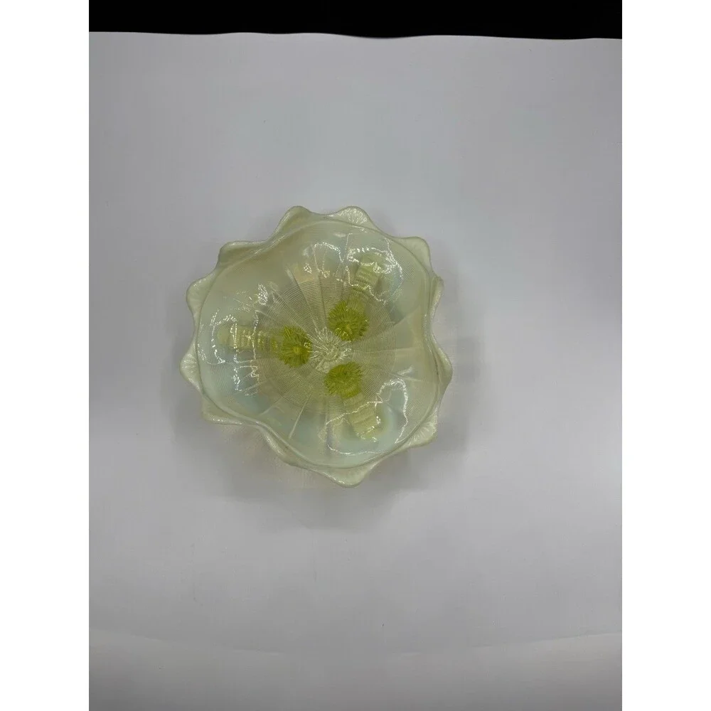 Northwood Vaseline glass footed bowl ; uranium: 1890s
